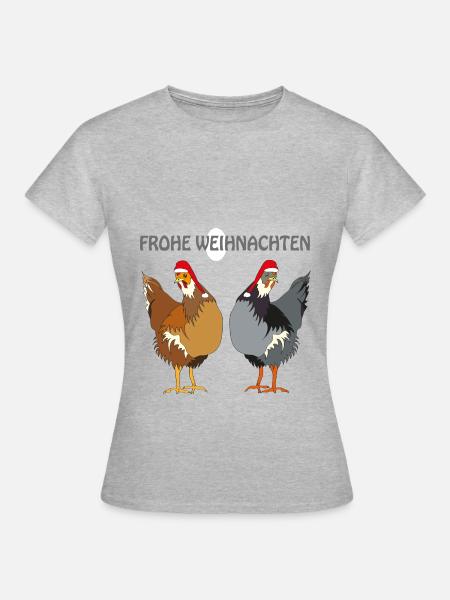 Frohe Weihnachten mit Hühner - Frauen T-Shirt - Grau meliert