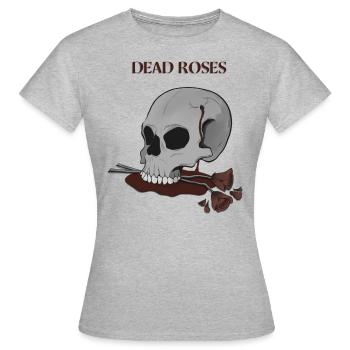 Blutiger Schädel und tote Rosen - Frauen T-Shirt - Grau meliert - Vorne - AI Model Female 172 dark (172cm)