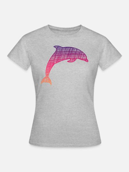 Delfi, Dolphin - Frauen T-Shirt - Grau meliert