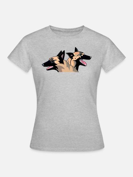 Malinois Duo - Frauen T-Shirt - Grau meliert