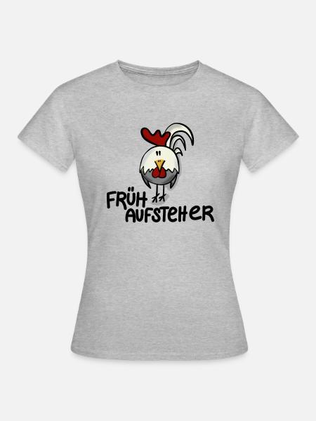 Hahn Frühaufsteher - Frauen T-Shirt - Grau meliert