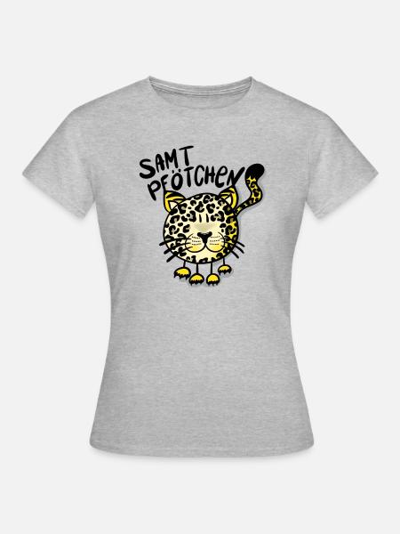 Leopard Samtpfötchen - Frauen T-Shirt - Grau meliert
