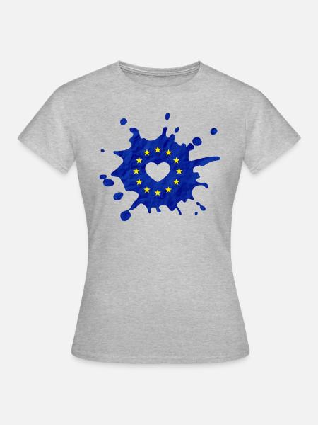 EU Flagge Fleck Love - Frauen T-Shirt - Grau meliert