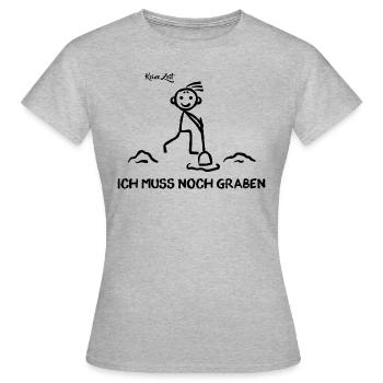 Comic - Keine Zeit Ich muss noch graben - Frauen T-Shirt - Grau meliert - Vorne - AI Model Female 172 dark (172cm)