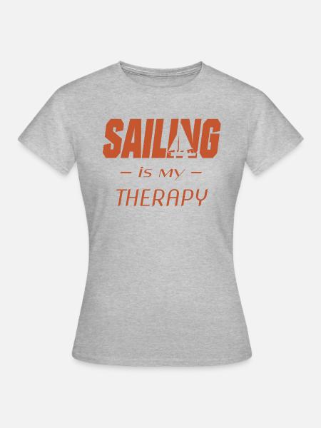 sailing is my therapy - Frauen T-Shirt - Grau meliert