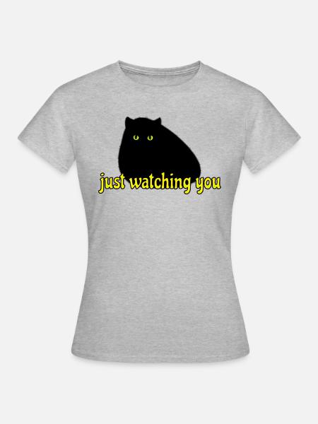 black cat is watching you - Frauen T-Shirt - Grau meliert