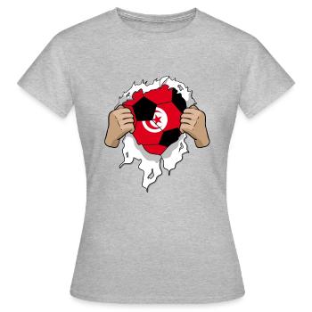 Don de l'équipe de football tunisienne - T-shirt Femme - gris chiné - Devant - AI Model Female 172 dark (172cm)