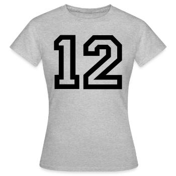 12 Collegestyle - Frauen T-Shirt - Grau meliert - Vorne - AI Model Female 172 dark (172cm)