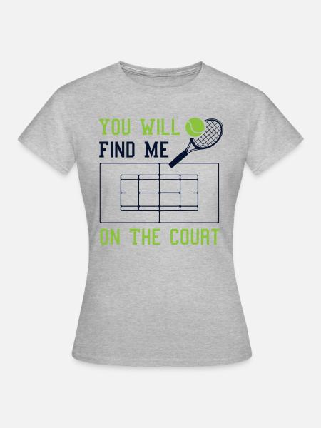 Tennisspieler-Schläger auf dem Tennisplatz - Frauen T-Shirt - Grau meliert