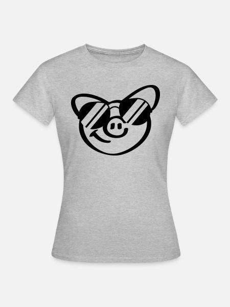 Cool Pig Face - Frauen T-Shirt - Grau meliert