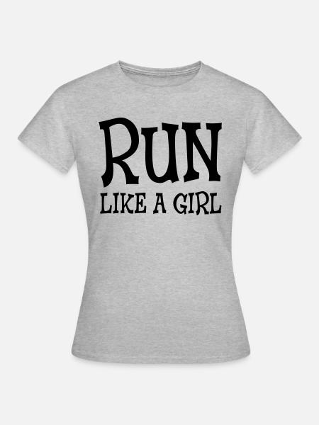 Run Like A Girl - Frauen T-Shirt - Grau meliert