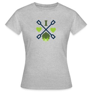 Hopfen Liebe Bier Beer Gerste Brauer Shirt - Frauen T-Shirt - Grau meliert - Vorne - AI Model Female 172 dark (172cm)