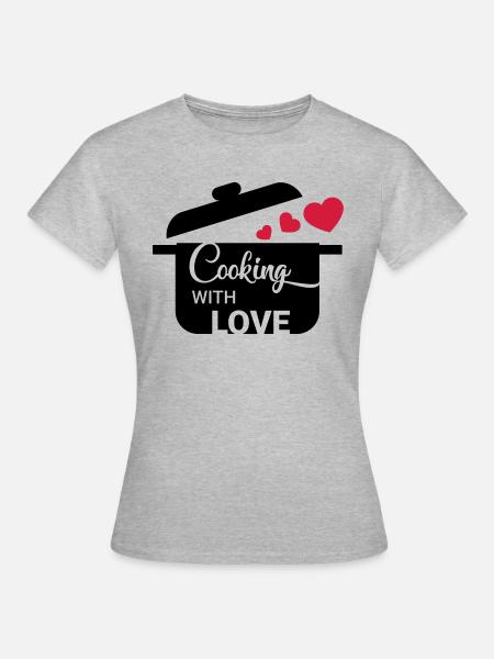 Cooking with love - Frauen T-Shirt - Grau meliert