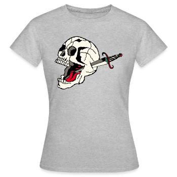 skull pierces old school death bud dagger - Women's T-Shirt - heather grey - Front - AI Model Female 172 dark (172cm)