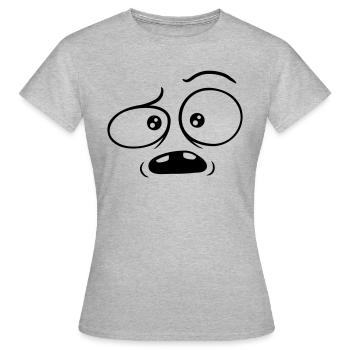 Visage comique sceptique confus - T-shirt Femme - gris chiné - Devant - AI Model Female 172 dark (172cm)