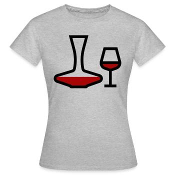Verre à vin rouge avec carafe de vin rouge - T-shirt Femme - gris chiné - Devant - AI Model Female 172 dark (172cm)