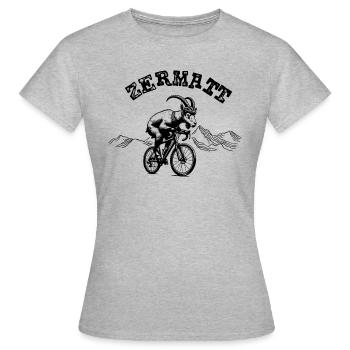Zermatt Vélo Chèvre de montagne - T-shirt Femme - gris chiné - Devant - AI Model Female 172 dark (172cm)