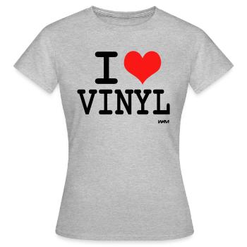 i love vinyl by wam - T-shirt Femme - gris chiné - Devant - AI Model Female 172 dark (172cm)