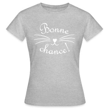 Bonne chance! - Bonne chance, souhaite le chat - T-shirt Femme - gris chiné - Devant - AI Model Female 172 dark (172cm)