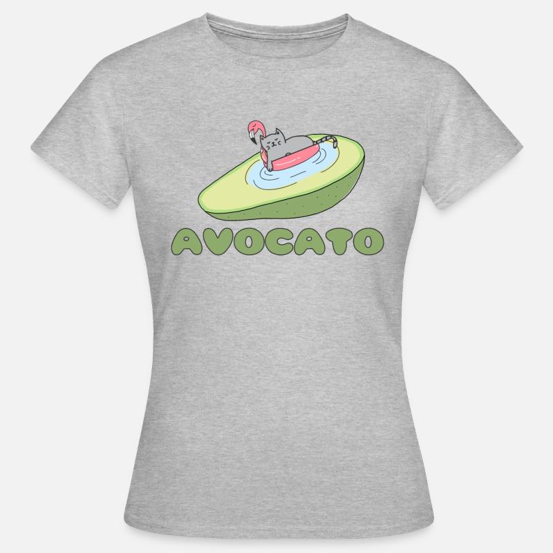 Avocato Cat Katze - Frauen T-Shirt - Grau meliert