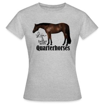 Quarterhorse Brauner - Frauen T-Shirt - Grau meliert - Vorne - AI Model Female 172 dark (172cm)