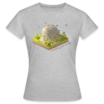 Panneau Hollywood low poly géométrique - T-shirt Femme - gris chiné - Devant - AI Model Female 172 dark (172cm)