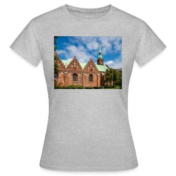 Abbey Church Klosterkirken Aarhus City in Denmark - Women's T-Shirt - heather grey - Front - AI Model Female 172 dark (172cm)