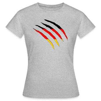 Deutschland Risse Flagge Germany - Frauen T-Shirt - Grau meliert - Vorne - AI Model Female 172 dark (172cm)