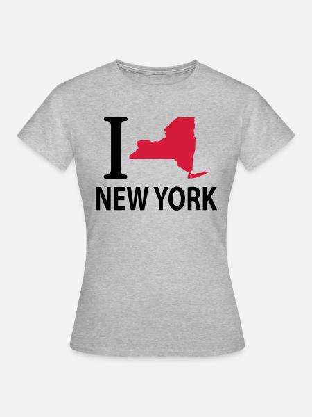 I love New York - Vrouwen T-shirt - grijs gemêleerd