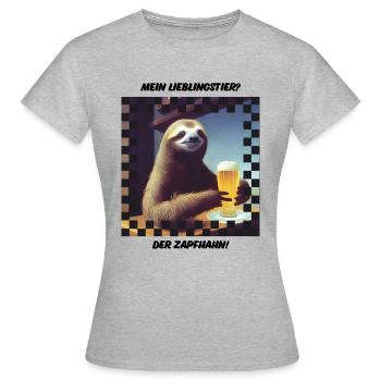 Lustiges Faultier Bier Design - Frauen T-Shirt - Grau meliert - Vorne - AI Model Female 172 dark (172cm)