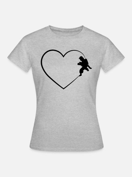 Herz 2 und Feuer Brigader - - Frauen T-Shirt - Grau meliert