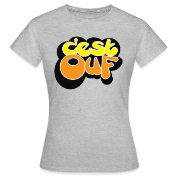 C EST OUF JAUNE - T-shirt Femme - gris chiné - Devant - AI Model Female 172 dark (172cm)