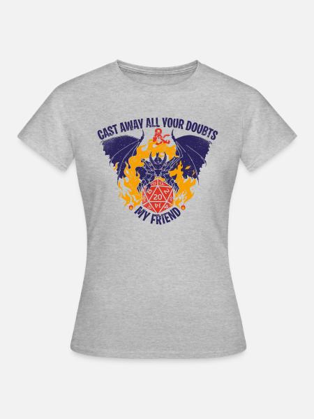 Dungeons And Dragons Hellfire Dragon And D20 Cube - Women's T-Shirt - heather grey