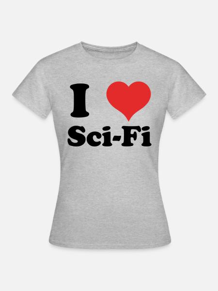 i love Sci-Fi - Frauen T-Shirt - Grau meliert