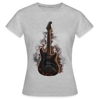 Burning Guitar – Chemise Dark Rock - T-shirt Femme - gris chiné - Devant - AI Model Female 172 dark (172cm)