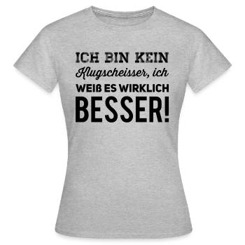 ich bin kein Klugscheisser - Frauen T-Shirt - Grau meliert - Vorne - AI Model Female 172 dark (172cm)