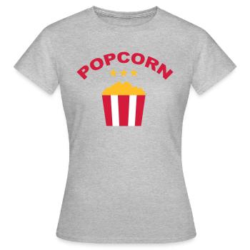 Popcorn Schriftzug Sterne Filme Abend Kino Abend - Frauen T-Shirt - Grau meliert - Vorne - AI Model Female 172 dark (172cm)