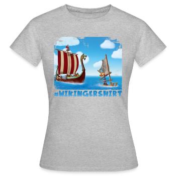 Wickie Und Die Starken Männer Wikingershirt - Frauen T-Shirt - Grau meliert - Vorne - AI Model Female 172 dark (172cm)