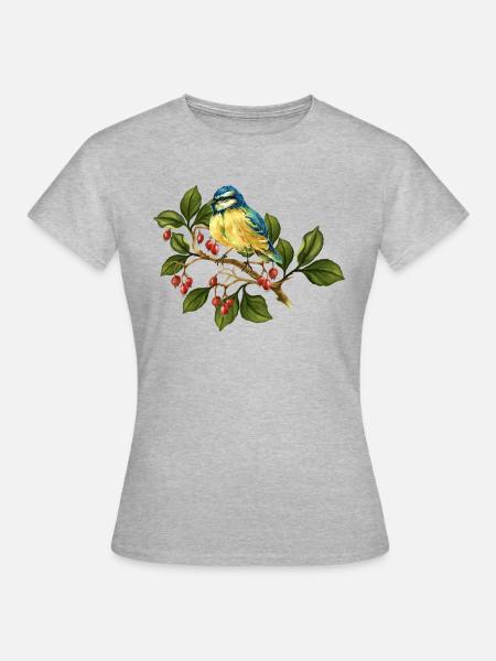 Bunter Vogel - Frauen T-Shirt - Grau meliert