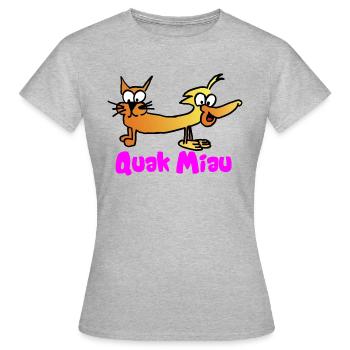 Quak Miau - Frauen T-Shirt - Grau meliert - Vorne - AI Model Female 172 dark (172cm)