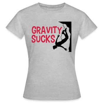 gravity sucks klettern gefaehrlich logo design lus - Frauen T-Shirt - Grau meliert - Vorne - AI Model Female 172 dark (172cm)