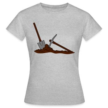 spitzhacke buddeln loch haufen schaufel graben - Frauen T-Shirt - Grau meliert - Vorne - AI Model Female 172 dark (172cm)