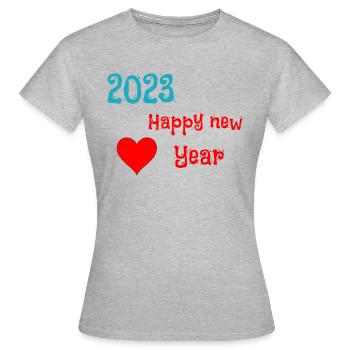 2023 Bonne année - T-shirt Femme - gris chiné - Devant - AI Model Female 172 dark (172cm)