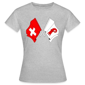 Drapeau Suisse, Bâle Campagne - T-shirt Femme - gris chiné - Devant - AI Model Female 172 dark (172cm)