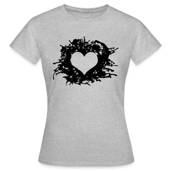 Coeur d'éclaboussure - T-shirt Femme - gris chiné - Devant - AI Model Female 172 dark (172cm)