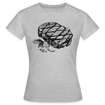 steak - Women's T-Shirt - heather grey - Front - AI Model Female 172 dark (172cm)