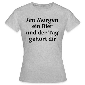 Am Morgen ein Bier - Frauen T-Shirt - Grau meliert - Vorne - AI Model Female 172 dark (172cm)