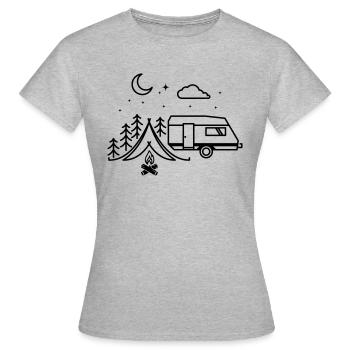 Camping Szene - Frauen T-Shirt - Grau meliert - Vorne - AI Model Female 172 dark (172cm)