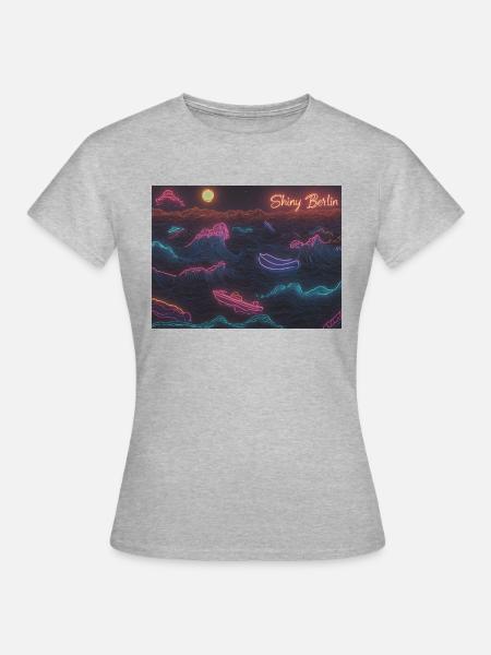 Shiny Berlin Neon waves - Frauen T-Shirt - Grau meliert