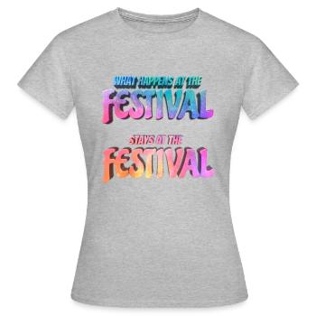 Que se passe-t-il au festival - T-shirt Femme - gris chiné - Devant - AI Model Female 172 dark (172cm)